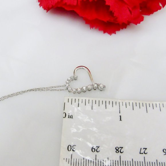 14k White Gold Diamond Journey Heart Necklace - Picture 5 of 8